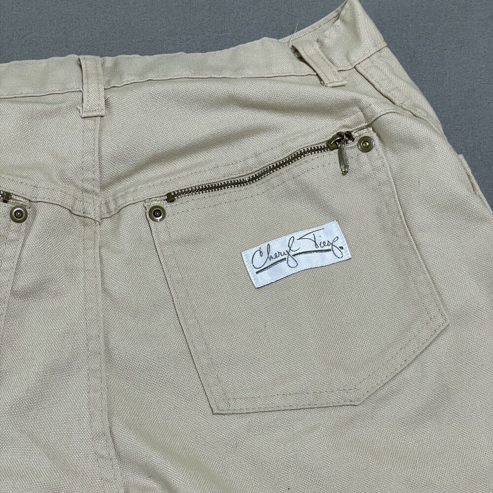 Size 14 Khaki Jeans VTG Cheryl‎ Tiegs Cream Tan Straight Leg High Waisted 70s